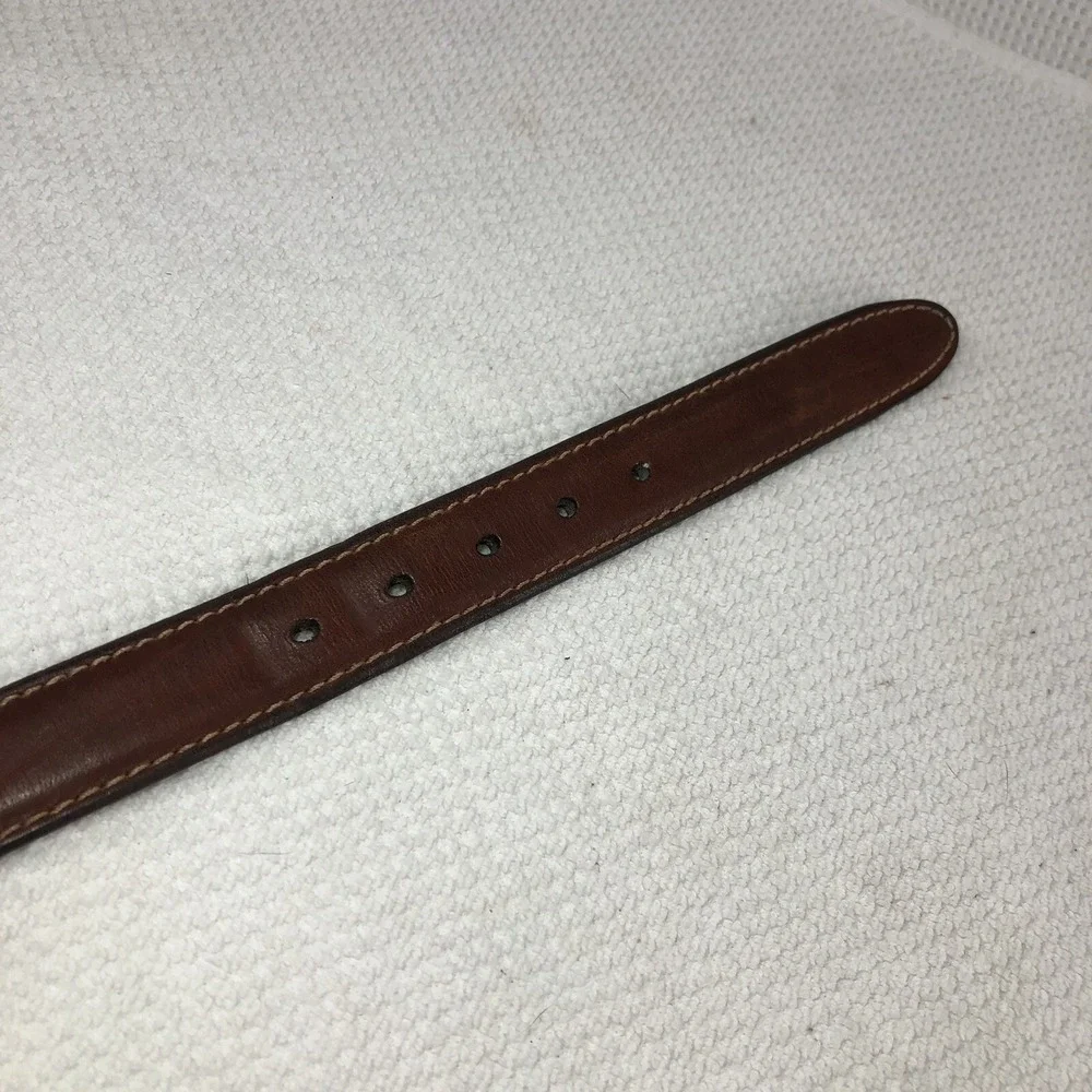 Johnston & Murphy belt mens 36-38 brown leather cowhide dress work stitching USA